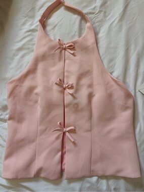PacSun Pink Halter Top with Front Bow Ties